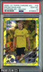 Erling Haaland [Yellow] Soccer Cards 2020 Topps Chrome UEFA Champions League Sapphire Prices