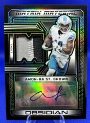 Amon-Ra St. Brown [Electric Etch Green] #10 Football Cards 2023 Panini Obsidian Matrix Material Autograph Prices