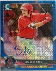 Brandon Marsh [Blue Refractor] #BCPA-BM Baseball Cards 2018 Bowman Chrome Prospects Autographs Prices