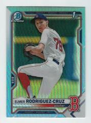 Elmer Rodriguez Cruz [Sky Blue Refractor] Baseball Cards 2021 Bowman Draft Chrome Prices