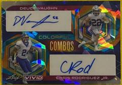 Deuce Vaughn, Chris Rodriguez Jr. [Prismatic Navy Blue] #CC-17 Football Cards 2023 Leaf Vivid Autographs Colorful Combos Prices