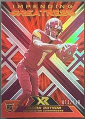 Jahan Dotson [Red] #IMG-10 Football Cards 2022 Panini XR Impending Greatness Prices