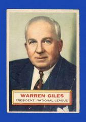 Warren Giles [White Back] #2 Baseball Cards 1956 Topps Prices