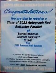 Sterlin Thompson [Red] #C22A-ST Baseball Cards 2022 Bowman Draft Class of Autographs Prices