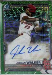 Jordan Walker [Green Refractor] #BCMA-JW Baseball Cards 2021 Bowman Chrome Mega Box Mojo Autographs Prices