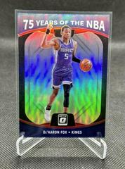 De'Aaron Fox #33 Basketball Cards 2021 Panini Donruss Optic 75 Years of the NBA Prices