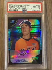 Justin Verlander [Refractor] #129 Baseball Cards 2005 Bowman Chrome Draft Picks Prices