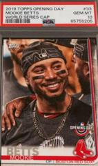 Mookie Betts [World Series Cap] #33 Baseball Cards 2019 Topps Opening Day Prices