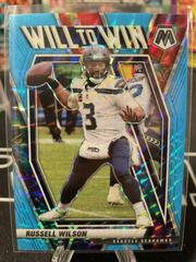 Russell Wilson [Blue Fluorescent] #WW-5 Football Cards 2021 Panini Mosaic Will to Win Prices