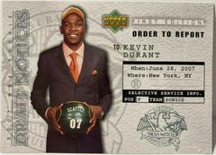 Kevin Durant Basketball Cards 2007 Upper Deck First Edition Draft Notices Prices