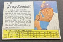 Jerry Kindall [Hand Cut] #191 Baseball Cards 1962 Jell O Prices