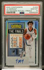 Ja Morant [The Finals] Basketball Cards 2021 Panini Contenders Veteran Ticket Autograph Prices