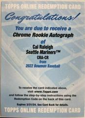 Cal Raleigh [Refractor] Baseball Cards 2022 Bowman Chrome Rookie Autographs Prices