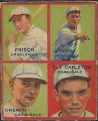Frisch, J. Dean, Orsatti, Tex Carleton #2A Baseball Cards 1935 Goudey 4 in 1 Prices