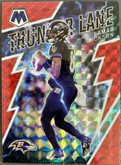 Lamar Jackson [Red] #TL-24 Football Cards 2022 Panini Mosaic Thunder Lane Prices