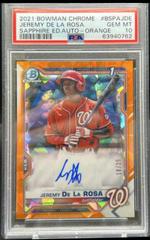 Jeremy De La Rosa [Orange Refractor] #BSPA-JDE Baseball Cards 2021 Bowman Sapphire Autographs Prices