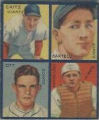 Bartell, Critz, Mancuso, Ott #7A Baseball Cards 1935 Goudey 4 in 1 Prices