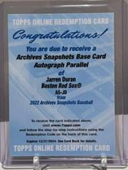 Jarren Duran #AS-JD Baseball Cards 2022 Topps Archives Snapshots Autographs Prices