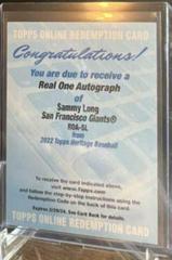 Sammy Long #ROA-SL Baseball Cards 2022 Topps Heritage Real One Autographs Prices