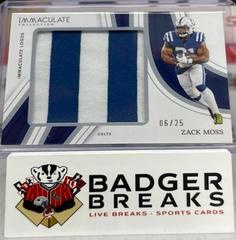Zack Moss #41 Football Cards 2023 Panini Immaculate Patch Prices