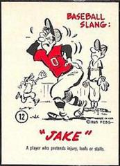 Baseball Slang 'Jake' #12 Baseball Cards 1963 Gad Fun Cards Prices