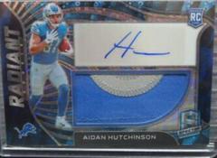 Aidan Hutchinson [Neon Blue] Football Cards 2022 Panini Spectra Radiant Rookie Patch Signatures Prices