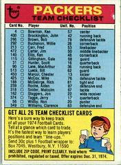 Green Bay Packers Football Cards 1974 Topps Team Checklists Prices