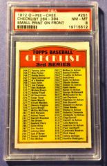 Checklist 264-394 [Small Print on Front] #251 Baseball Cards 1972 O Pee Chee Prices