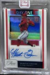 Hunter Greene [Holo Silver] Baseball Cards 2022 Panini Three and Two Day One Autographs Prices