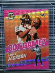 Lamar Jackson [Pink Fluorescent] Football Cards 2021 Panini Mosaic Got Game Prices