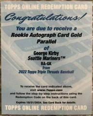 George Kirby [Gold] Baseball Cards 2022 Topps Triple Threads Rookie Autographs Prices