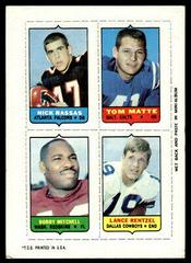 Nick Rassas, Tom Matte, Bobby Mitchell, Lance Rentzel Football Cards 1969 Topps Four in One Prices