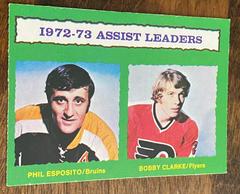 Assists Leaders [P. Esposito, B. Clarke] Hockey Cards 1973 O-Pee-Chee Prices