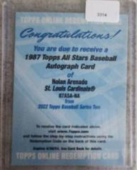 Nolan Arenado #87ASA-NA Baseball Cards 2022 Topps 1987 All Stars Autographs Prices