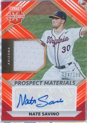 Nate Savino [Orange] #PMS-NS Baseball Cards 2022 Panini Elite Extra Edition Prospect Materials Signatures Prices