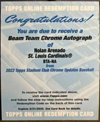 Nolan Arenado Baseball Cards 2022 Stadium Club Chrome Beam Team Autographs Prices