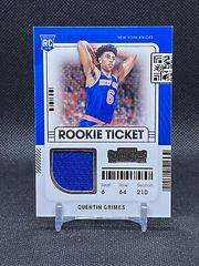 Quentin Grimes #RTS-QGR Basketball Cards 2021 Panini Contenders Rookie Ticket Swatches Prices