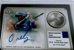 Orelvis Martinez [Autograph] Baseball Cards 2022 Bowman Platinum Minted in Merit Prices