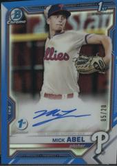 Mick Abel [Blue] Baseball Cards 2021 Bowman 1st Edition Chrome Autographs Prices