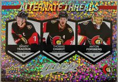 Thomas Chabot, Anton Forsberg, Brady Tkachuk #AT-19 Hockey Cards 2023 Upper Deck MVP Alternate Threads Prices