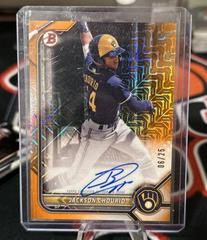 Jackson Chourio [Orange Refractor] #CPA-JCO Baseball Cards 2022 Bowman Chrome Prospect Autographs Prices