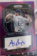 A. J. Alexy [Purple Prizm] #RA-AJ Baseball Cards 2022 Panini Prizm Rookie Autographs Prices