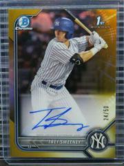 Trey Sweeney [Gold Refractor] #CPA-TS Baseball Cards 2022 Bowman Chrome Prospect Autographs Prices