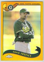 David Justice [Gold Refractor] Baseball Cards 2002 Topps Chrome Prices