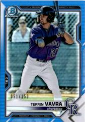 Terrin Vavra [Blue Refractor] #BCP-100 Baseball Cards 2021 Bowman Chrome Prospects Prices