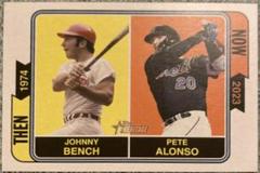 Pete Alonso, Johnny Bench #TAN-2 Baseball Cards 2023 Topps Heritage Then and Now Prices