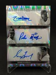 Pedro Martinez, Randy Johnson, Greg Maddux [Black & White RayWave] #TA-JMM Baseball Cards 2022 Topps Chrome Sonic Triple Autographs Prices