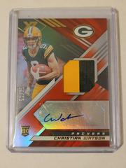 Christian Watson [Red] #RSA-CW Football Cards 2022 Panini XR Rookie Swatch Autographs Prices