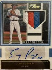 Eury Perez [Gold] Baseball Cards 2022 Panini Three and Two Prospect Jersey Autographs Prices