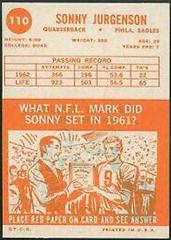 Sonny Jurgenson #110 Football Cards 1963 Topps Prices